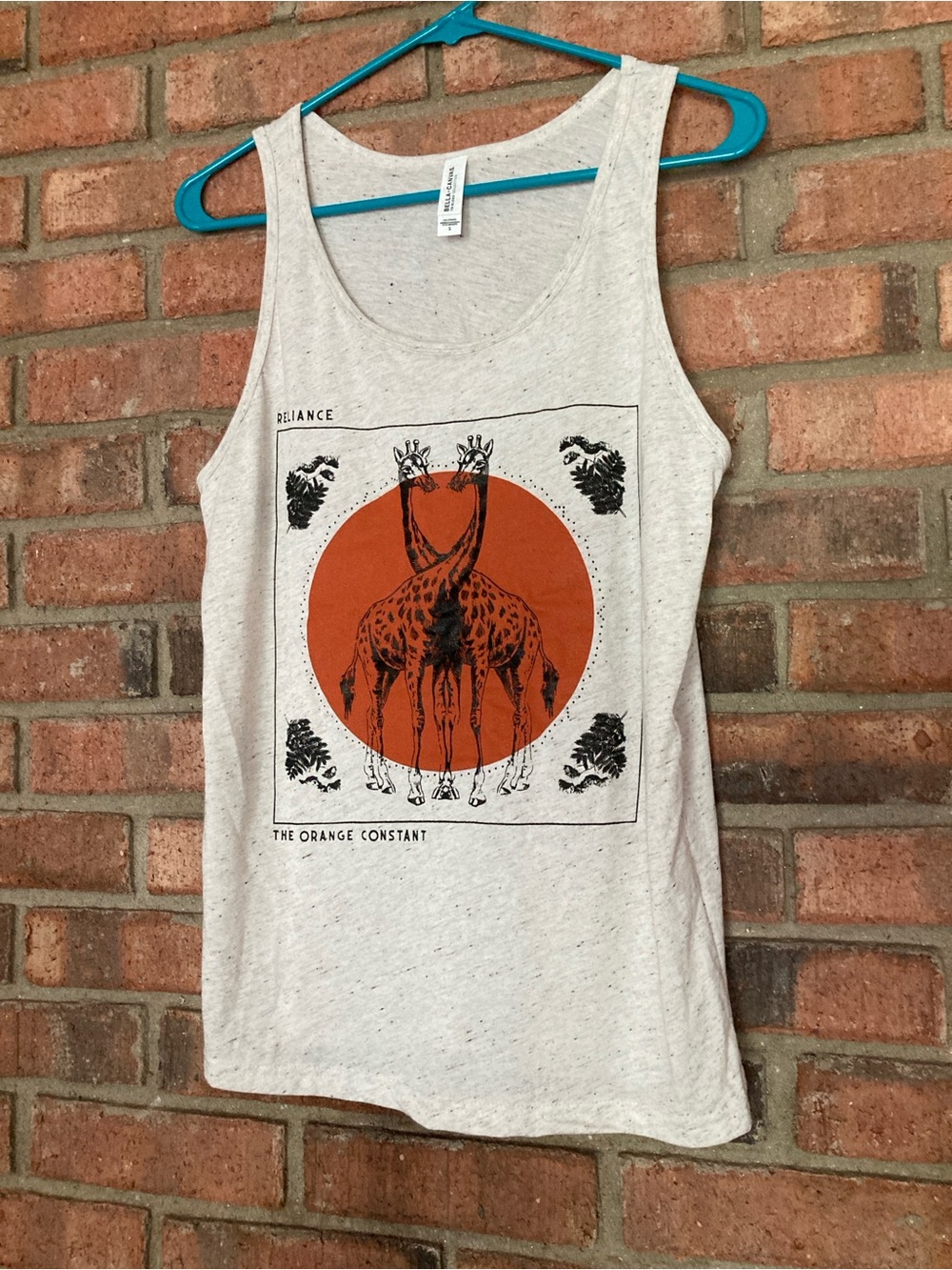 Graphic Giraffe Tank Top with Orange Sun